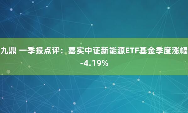 九鼎 一季报点评：嘉实中证新能源ETF基金季度涨幅-4.19%