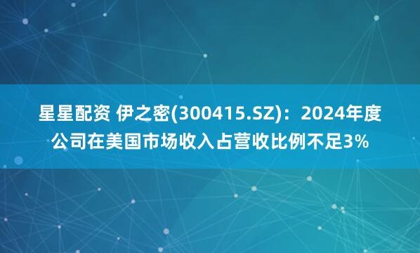 星星配资 伊之密(300415.SZ)：2024年度公司在美国市场收入占营收比例不足3%