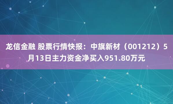 龙信金融 股票行情快报：中旗新材（001212）5月13日主力资金净买入951.80万元